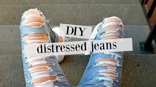 DIY how to distress jeans  sewamptell [upl. by Enyehc]