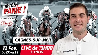 ICI on PARIE  CagnesSurMer Quinté et pronostics en live de lhippodrome Lundi 12 Février 2024 [upl. by Marvel]