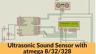 How to use hcsr04 ultrasonic sensor with atmega8 2021 proteus simulation [upl. by Jann687]