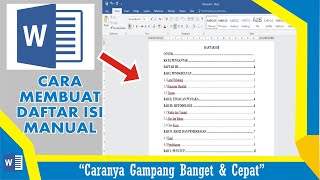 Cara membuat daftar isi manual di microsoft word 2016 [upl. by Sammons]