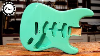 Stratocaster build Episode 20 Spraying the body colour coats [upl. by Iteerp]