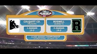 GHSA 6A Final Colquitt County vs Roswell  Dec 12 2015 [upl. by Eimmot]