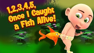 12345 once i caught a fish alive nursery rhyme  One two three four five [upl. by Nerrat]