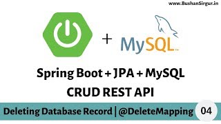 Spring boot  JPA  MySQL  Deleting database record  DeleteMapping [upl. by Eelarual]