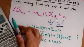 Calculate Entropy of Mixing for Ideal Gases delta Smix [upl. by Zoie821]