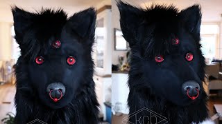 how to make a three eyed realistic black wolf mask fursuit head diy [upl. by Utham274]