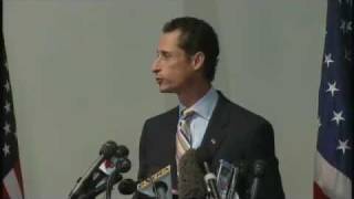 Anthony Weiner Press Conference Resignation Met With Lewd Heckles 061611 [upl. by Reo]