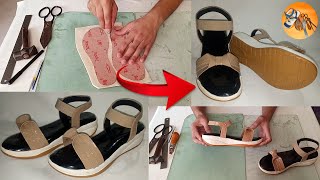 How to Make Beautiful Sandals with Simple Tools  Easy Handmade Sandals Making Step by step Process [upl. by Aihsenad]