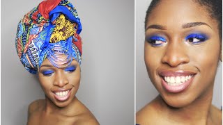 Comment faire un Smoky eyes bleu  Maquillage Peau noire [upl. by Amlus]