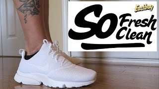 Nike Presto Fly Uncaged Triple White Sneaker Review  On Feet [upl. by Kovacs]