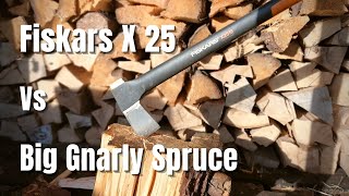 Ultimate Splitting Axe Comparison  Fiskars X 25 Vs Big Gnarly Spruce [upl. by Barr234]