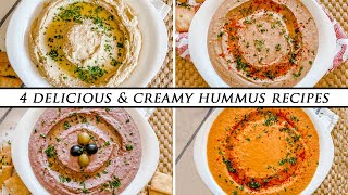 HUMMUS 4 Ways Using 4 DIFFERENT Beans  Easy HUMMUS RECIPES [upl. by Ertnom]