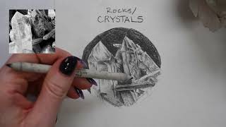 How to Draw Crystals amp Rocks  Creating Textures with Pencil amp Charcoal Part 3 [upl. by Rosenfeld]