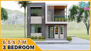 65x7 meters 2 Storey Modern Minimalist House Design  3 Bedroom with balcony [upl. by Nosnor767]