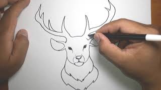 How to draw Easy Deer Head [upl. by Sualk]