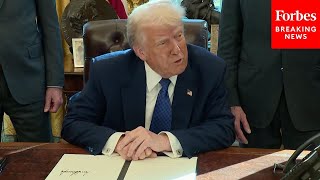 NEW Trump Signs Multiple Executive Orders While Taking Questions From Reporters [upl. by Flori]