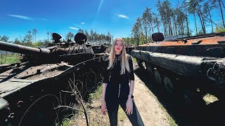 🇺🇦 Russian burned tanks along the road [upl. by Aenaj]