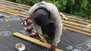 Battening the roof in preparation for the Velux and tiles [upl. by Pelletier]