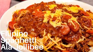 Filipino Spaghetti Ala JollibeeHow to make Filipino Style Spaghetti RecipeGet Cookin [upl. by Hoenack616]