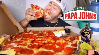 PAPA JOHNS SHAQARONI PIZZA MUKBANG  EATING SHOW [upl. by Bartolomeo233]