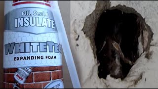 FILL DEEP HOLES WITH EXPANDING FOAM FILLER  FILL GAPS IN WALLS [upl. by Letnuahs]