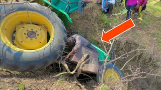 Omg😱 John Deere 5310 Tractor Jumped in the River with Straw Reaper and Trolley [upl. by Otsirave]