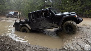 Jeep Gladiator And JK Offroading In The Mud [upl. by Ihsorih99]