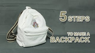 라운드 백팩 5단계로 쉽게 만들기  DIY basic backpack  가방 패턴 소잉타임즈 [upl. by Kornher]