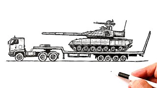 How to draw a Truck that carries a Tank [upl. by Enaira835]