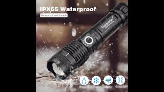 XHP70 Flashlight with 18650 Battery 5000 High Lumens Rechargeable Zoomable Light [upl. by Yevrah786]