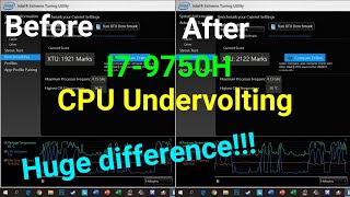 Intel XTU I79750H Benchmark Original VS undervolt settings [upl. by Amaso]