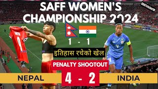 Nepal vs India 11 Full Time  PENALTY SHOOTOUT 42  SAFF Championship 2024 Highlights [upl. by Amalie]