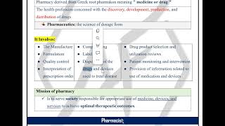 Pharmacy Orientation Introduction 1  Lecture 1 part 1  Zagazig university [upl. by Earized969]