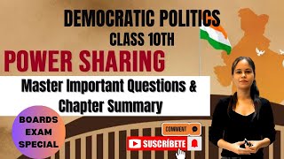 quotClass 10 Civics Power Sharing  Important Questions amp Chapter Explanation for Board Examquot sst [upl. by Yeleen368]