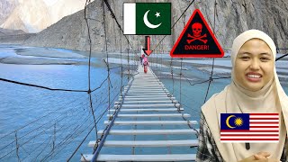 Thrilling Experience At Pakistans Most TERRIFYING Bridge Hussaini Bridge I Malay Girl Reacts [upl. by Llekcm]