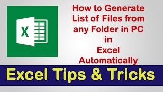 Generating File List in Excel from Folder  Excel Tips amp Tricks [upl. by Scheld]