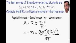 Confidence Intervals  using t distribution [upl. by Ytirahs]