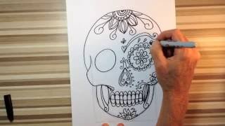 How to draw sugar skulls art tutorial [upl. by Warner]