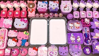 Special Series 30 HELLO KITTY PURPLE Vs PINK  Mixing Random Things into Glossy Slime [upl. by Enyluqcaj]