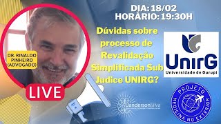 Dúvidas sobre processo de Revalidação Simplificada Sub Judice UNIRG [upl. by Leahsim]