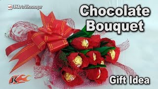 Valentine Day Gift Idea  DIY How to make Chocolate Bouquet  Ferrero Rocher Bouquet  JK Arts 1188 [upl. by Nylazor17]