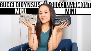 Gucci Marmont Super Mini vs Gucci Dionysus Supreme Mini Handbags  Pros and Cons  What Fits Inside [upl. by Ahsina]