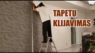 Kaip klijuoti tapetus  Flizelino tapetų klijavimas su rašto derinimu [upl. by Dnivra680]