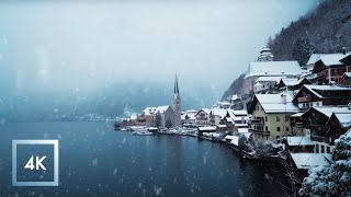 Scenic Snowfall Over Hallstatt Austria  Relaxing Winter Walk with Nature Sounds ❄️ [upl. by Sudnor]