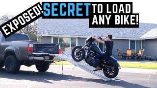 How To Load Unload amp Tie Down ANY Motorcycle in Pickup Truck Alone Harley Goldwing Yamaha Honda [upl. by Lenej531]