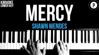 Shawn Mendes  Mercy Karaoke SLOWER Acoustic Piano Instrumental Cover Lyrics LOWER KEY [upl. by Aitsirk]