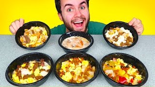 TRYING JIMMY DEAN FROZEN BREAKFAST MEALS  Eggs Bacon Biscuits amp Gravy Bowls amp MORE Taste Test [upl. by Sualakcin]