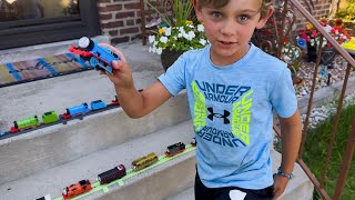 Jamo amp Chardog 3  Navy Pier Fireworks  City kids trains amp toys play [upl. by Ahsyekal]