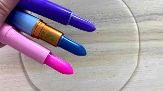 Lipstick slimeMakeup slimeSatisfying slime coloring with lipstickamplip balm ASMR [upl. by Onailimixam]