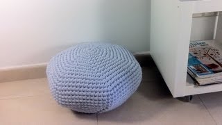 DIY Tutorial How to Crochet a Tshirt Yarn Pouf [upl. by Job971]